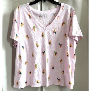 Old Navy Womens Top Size XL Parrot Graphic Cotton Vacation Beachy Nautical 17917